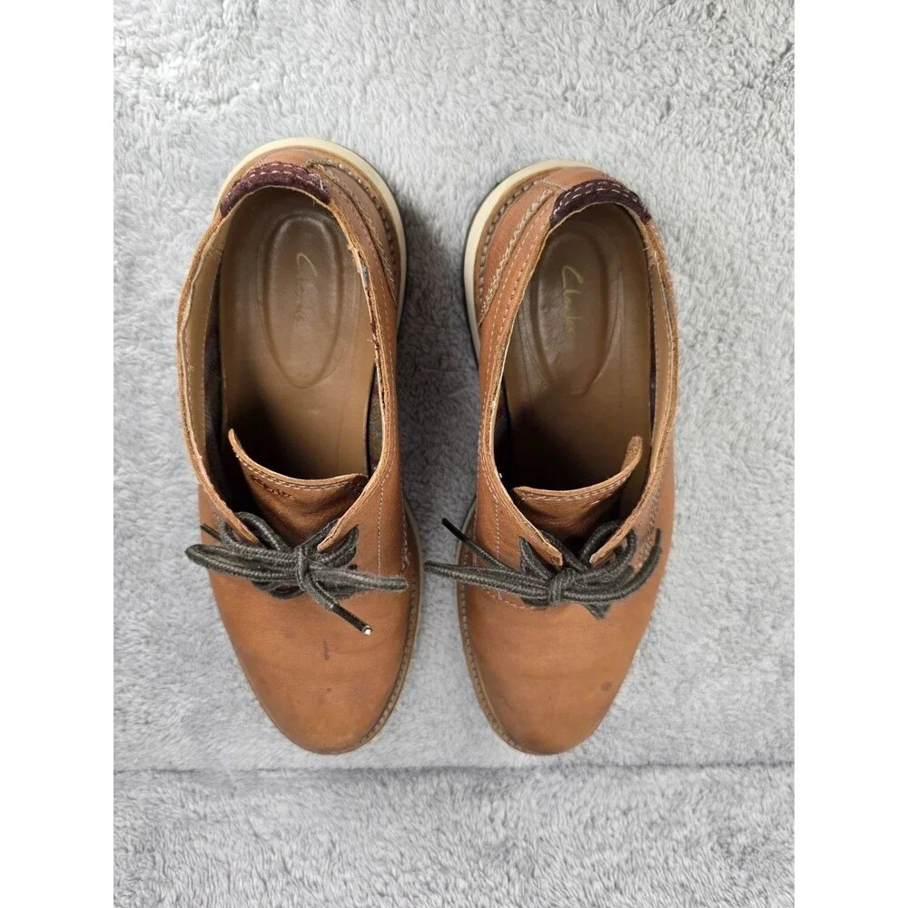 ​Clarks Atticus LT Lace Tan Leather Oxford Shoes Mens Size 9.5 M Casual Dress